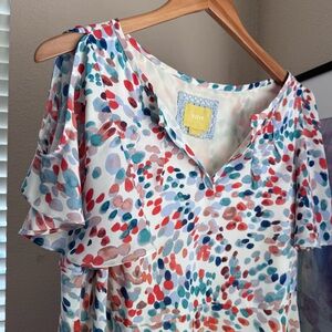 Anthropologie Maeve Colorful Dot Ruffle Dress